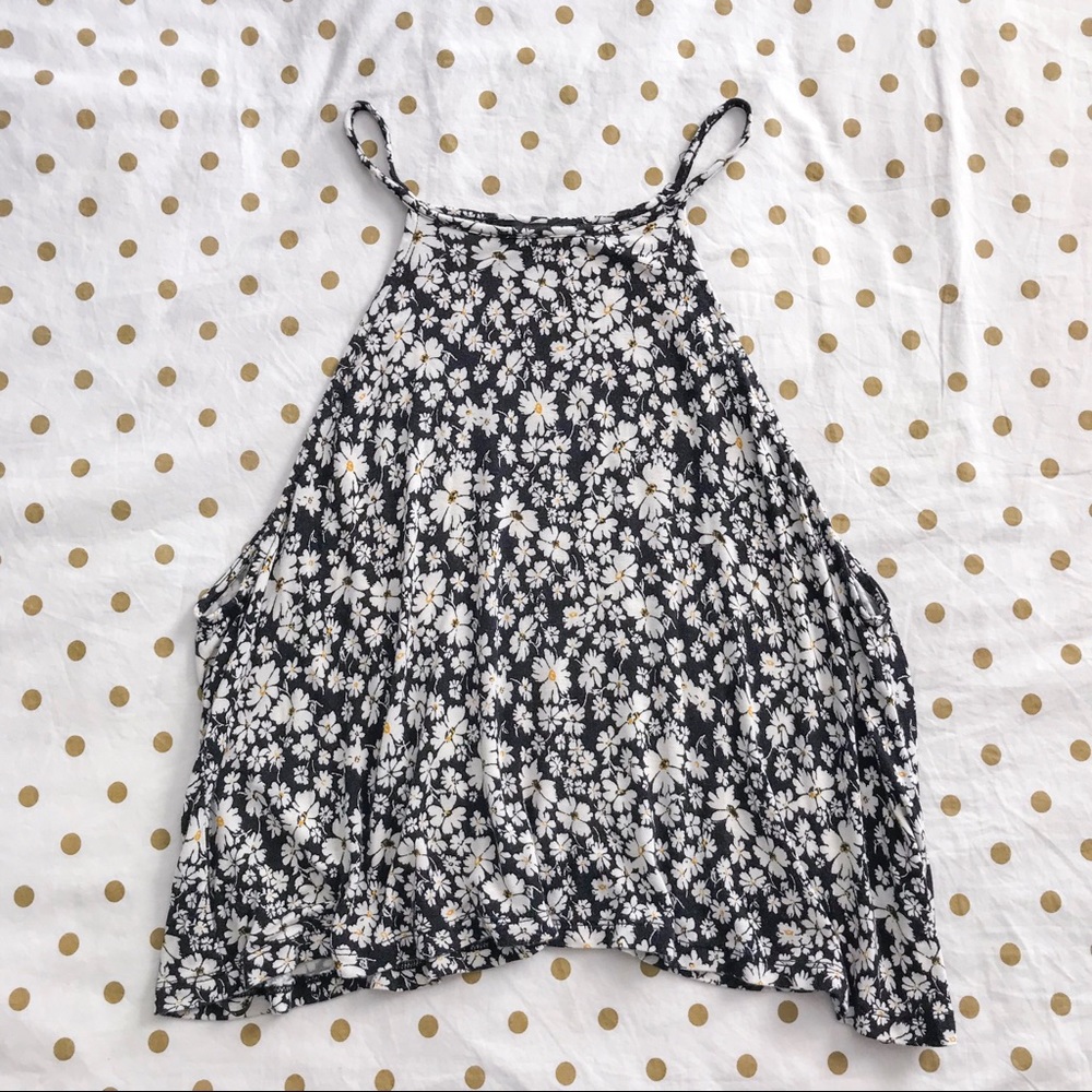 Floral Halter Crop Tank